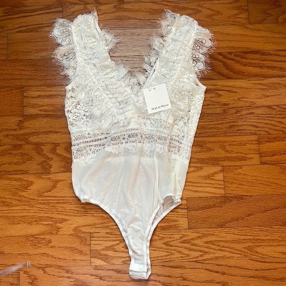 Brand New White Lace Bodysuit